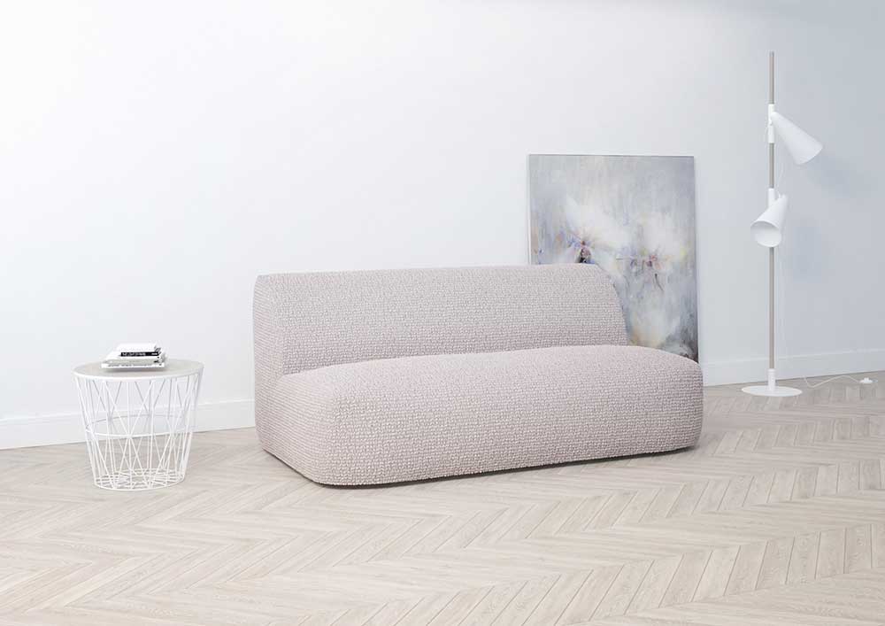 Мебельный чехол Дримлайн на двухместный диван без подлокотников бледно-розовый 100-150